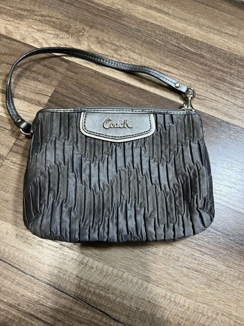 *Rehab* Coach Pleated Gray Wristlet